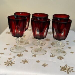 Elegant Ruby Red Goblet Set of 6